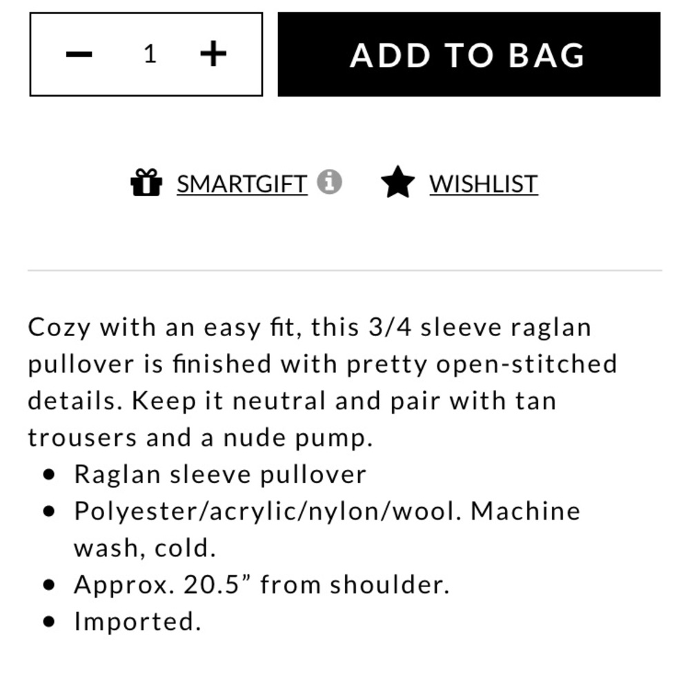 WHBM / Raglan Sleeve Pullover - Picture 4 of 7